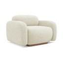 Parte divano componibile color crema con rivestimento in bouclé Ailani – Makamii