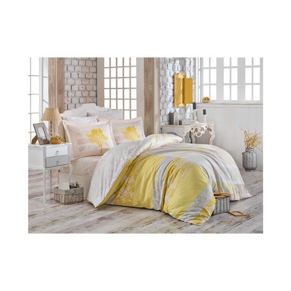Lenzuola con lenzuolo per letto matrimoniale in cotone sateen Dura, 200 x 220 cm - Mijolnir