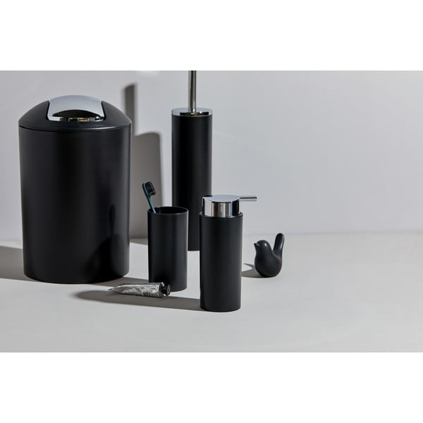 Set di accessori per il bagno nero opaco in plastica Calvo – Wenko-image-1