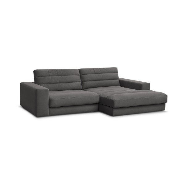 Divano angolare color antracite (con penisola a destra/con chaise lounge) con rivestimento in velluto Sierra – Bobochic Paris-image-3