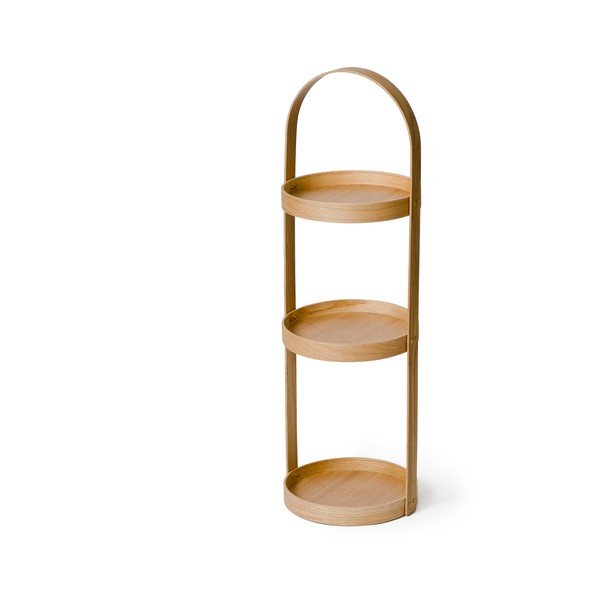 Supporto da bagno in legno di quercia Round Caddy , 3 ripiani Mezza - Wireworks-image-4