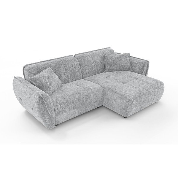 Divano angolare grigio chiaro (con penisola a destra/con chaise lounge) con rivestimento in ciniglia Nelia – Ropez-image-2