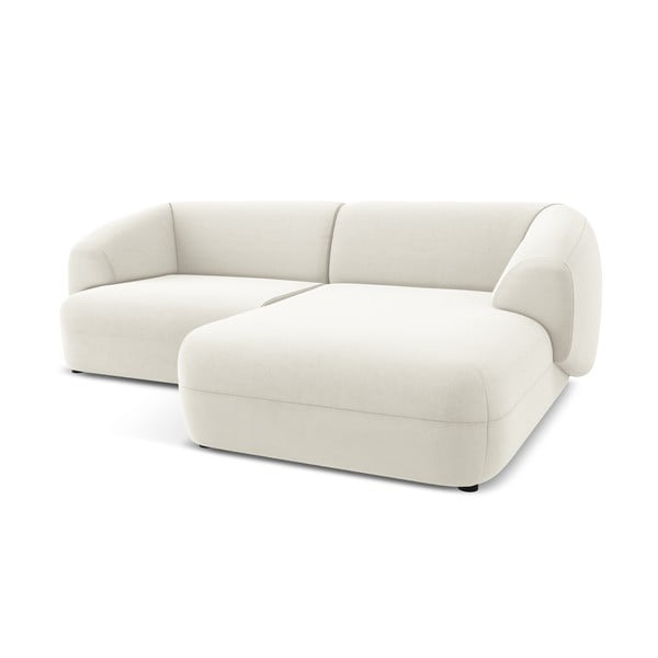 Divano angolare bianco (con penisola a destra) con rivestimento in velluto Moana – Makamii-image-2