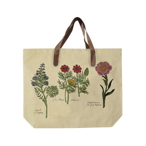 Borsa in tela con manico in similpelle Fiori Botanical Flowers - Surdic-image-1