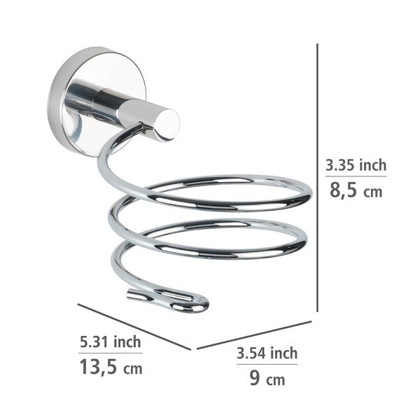 Supporto per asciugacapelli a parete in acciaio inox in argento lucido Bosio - Wenko-image-1