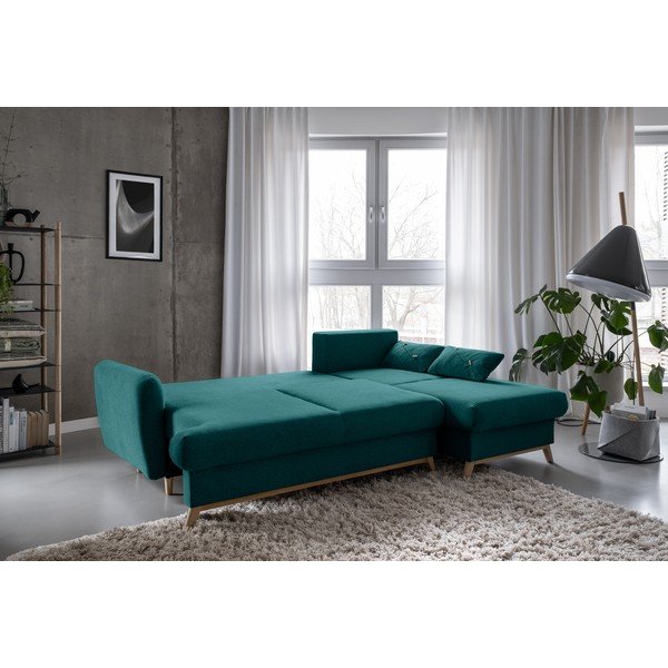 Divano angolare turchese allungabile/con contenitore (con penisola a destra/con chaise lounge) Scandic Lagom – Miuform-image-4