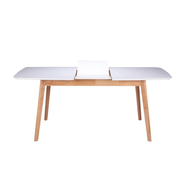 Tavolo da pranzo pieghevole bianco con base in legno di gomma, lunghezza 120 cm Enma - sømcasa-image-2