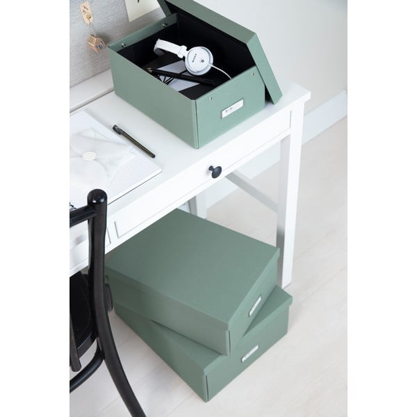 Scatola con coperchio color foglia di tè in cartone 34,5x45x18,5 cm Katrin Canvas Paper Laminate – Bigso-image-1