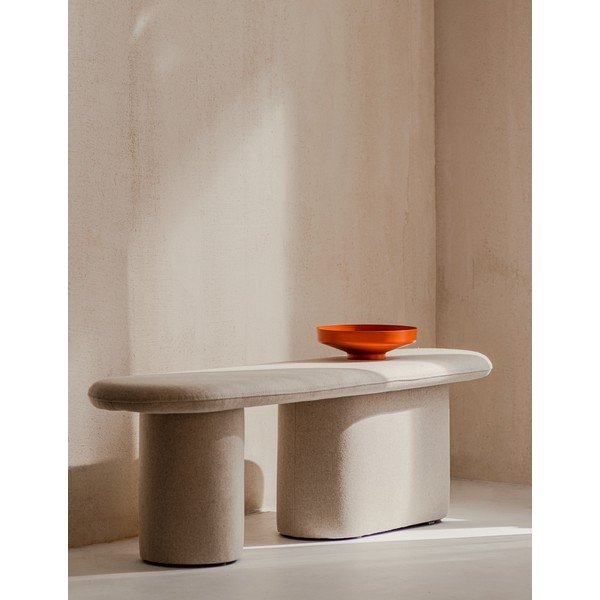 Panchina beige in imbottito con rivestimento in lana Rull – noo.ma-image-1