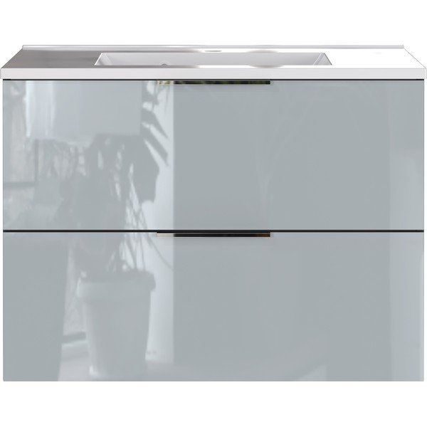 Mobile con lavello grigio lucido da appendere 81x61 cm Vasio – Germania-image-4