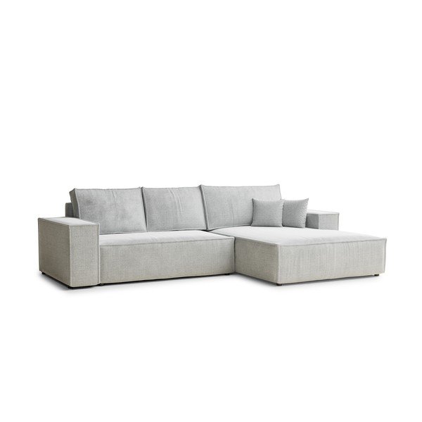 Divano angolare grigio chiaro allungabile/con contenitore (con penisola a destra/con chaise lounge) con rivestimento in ciniglia Maze – Maison de Rêve-image-2