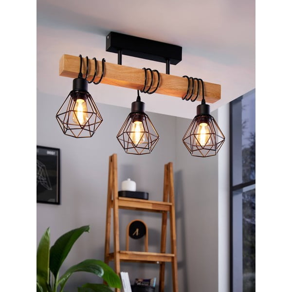 Lampadario nero/di colore naturale TOWNSHEND 5 – EGLO-image-1