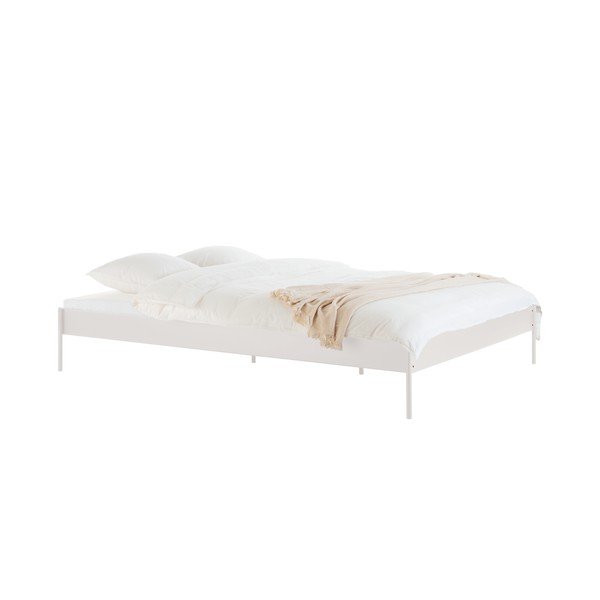 Letto matrimoniale bianco in acciaio senza testiera con rete inclusa 200x200 cm Eton Basic – noo.ma