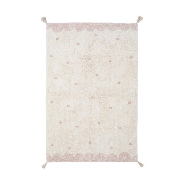 Tappeto in cotone rosa e crema fatto a mano, 100 x 150 cm Minna - Nattiot