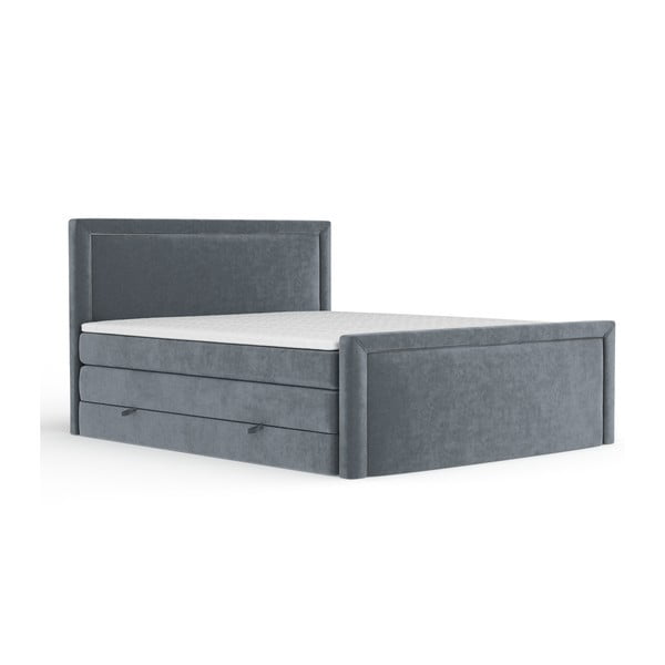 Letto boxspring grigio scuro con contenitore 200x200 cm Lavenda – Maison de Rêve