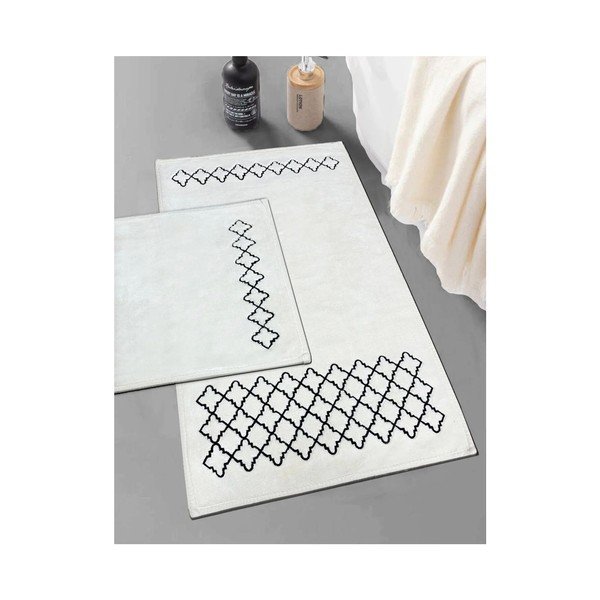 Set di tappetini per il bagno color crema 2 pz 60x100 cm Luxury – Foutastic-image-1