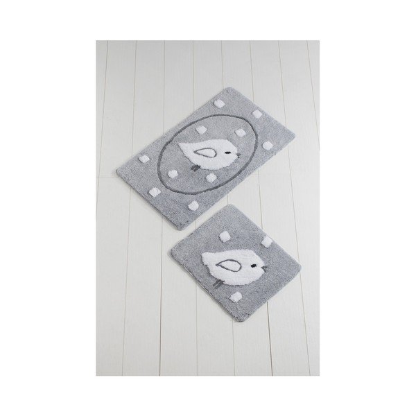 Set di 2 tappetini da bagno grigi Birdie - Foutastic