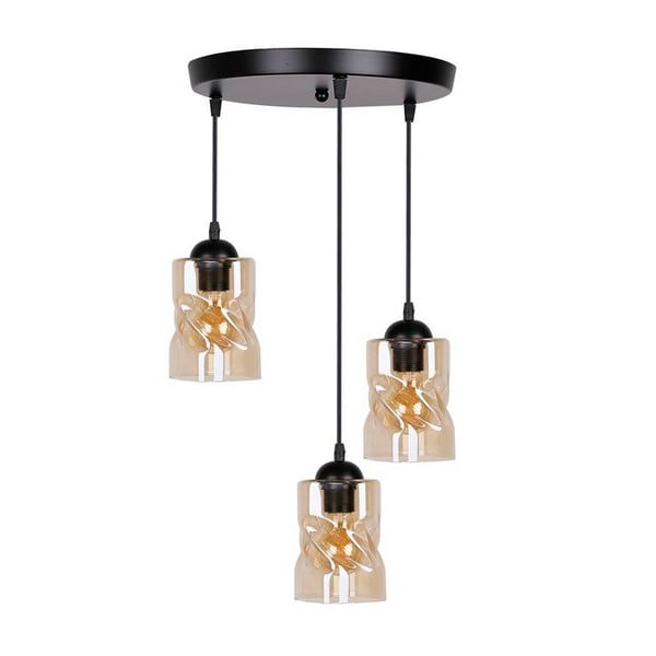 Apparecchio a sospensione nero con paralume in vetro Felis - Candellux Lighting