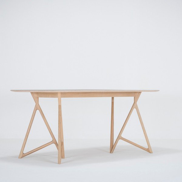 Tavolo da pranzo in rovere massiccio con piano nero , 180 x 90 cm Koza - Gazzda-image-2