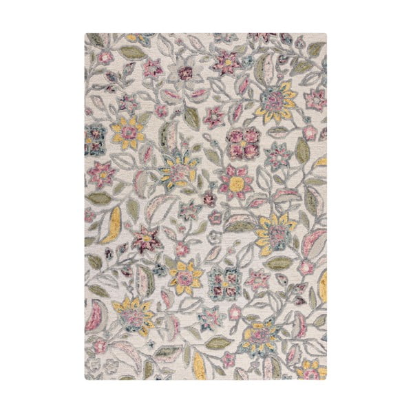 Tappeto color crema in lana tessuto a mano 200x290 cm Tania Floral – Flair Rugs