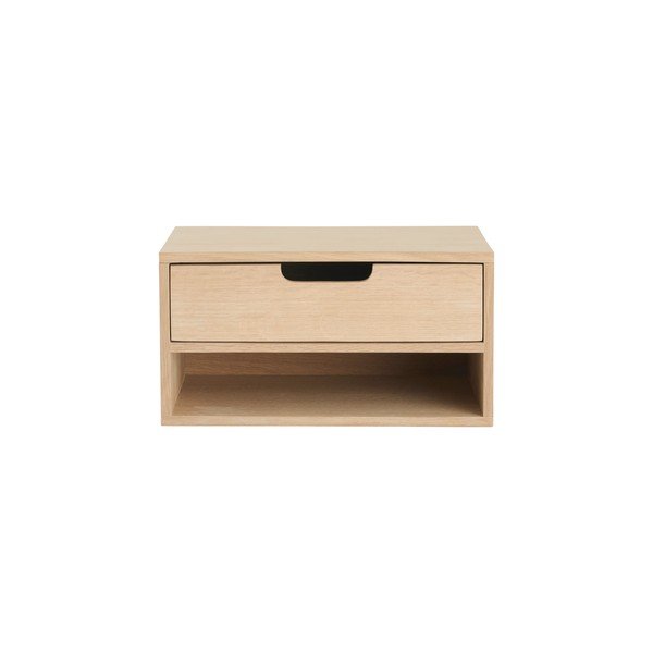 Comodino colore naturale chiaro in rovere massiccio da parete/con ripiani Viggo – Ellos Home-image-2