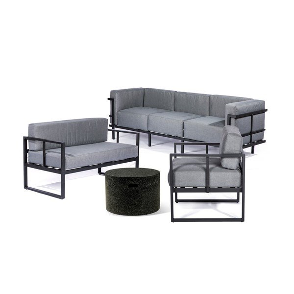 Set di mobili da giardino Bellisima con divano a tre posti e tavolo Loris, ø 60 cm - Bonami Selection