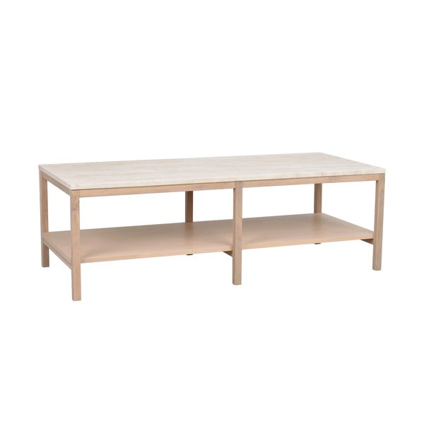 Tavolino bianco con piano in pietra 140x60 cm Orwel - Rowico-image-3