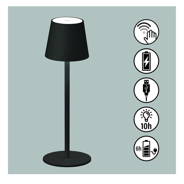 Lampada da tavolo dimmerabile a LED nera con sensore di movimento e paralume in metallo (altezza 38 cm) Tropea - Fischer & Honsel-image-2