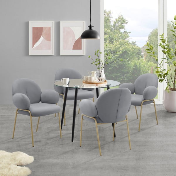 Set di sedie da pranzo grigia in imbottito con braccioli 2 pz Iwama – Støraa-image-1