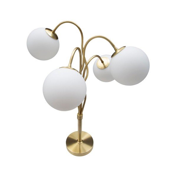 Lampada da tavolo bianca/dorata con paralume in vetro (altezza totale 74 cm) Glamy – Mauro Ferretti-image-2