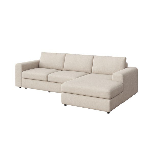 Divano angolare beige (con penisola a destra e chaise lounge) rivestito in velluto Baga – Rodier-image-2