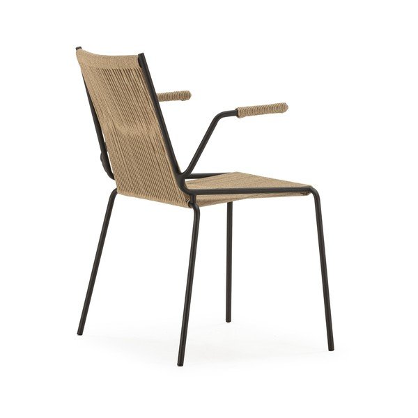 Sedie da pranzo in set beige in metallo con braccioli/impilabili 2 pz Emily – Marckeric-image-3