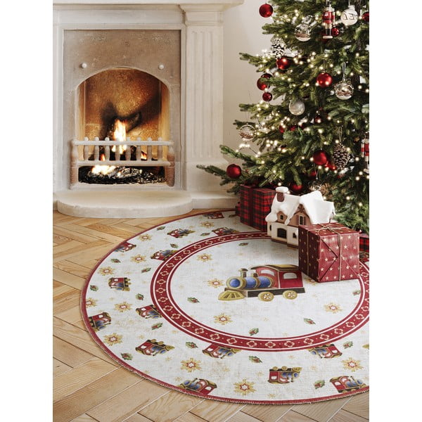 Tappeto rotondo rosso a tema natalizio ø 160 cm Toy's Delight Train – Villeroy&Boch-image-1