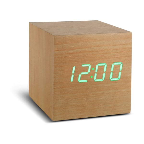 Orologio sveglia beige con display a LED verdi Cube Click - Gingko