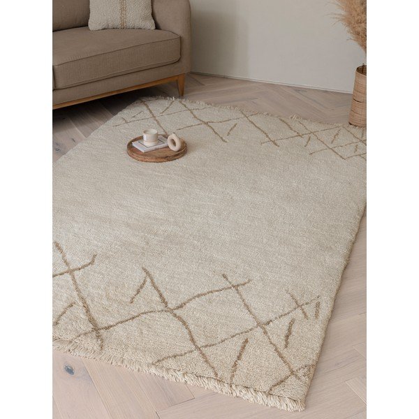 Tappeto in lana lavabile e tessuto crema 160x230 cm Azera Crosshatch - Asiatic Carpets-image-3