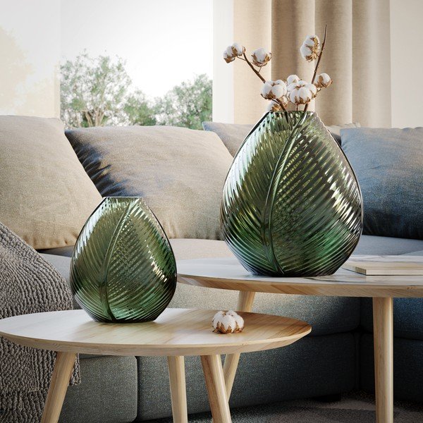 Vaso in vetro verde (altezza 22 cm) Terrassa - AmeliaHome-image-1