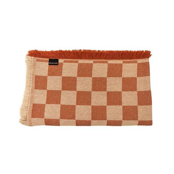 Copriletto matrimoniale beige e mattone 240x240 cm Terracota Checkerboard - Really Nice Things-image-1