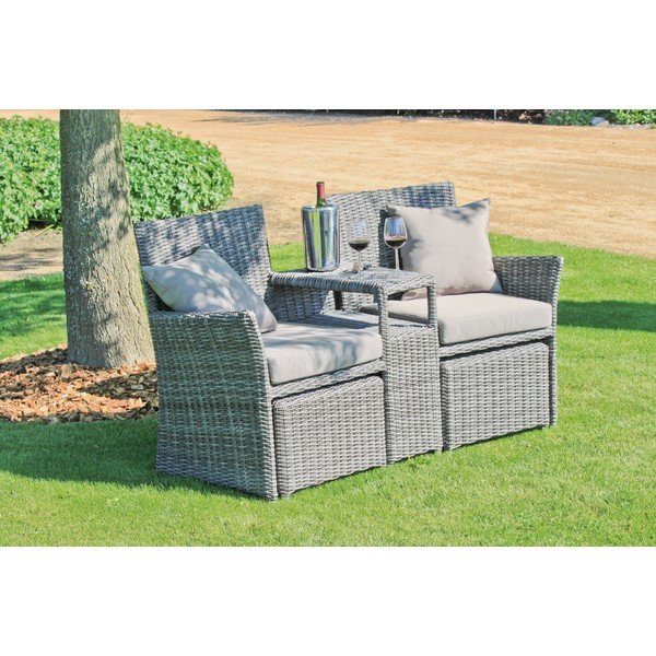 Set da giardino in rattan artificiale grigio 2 posti Calgary - Garden Pleasure-image-2