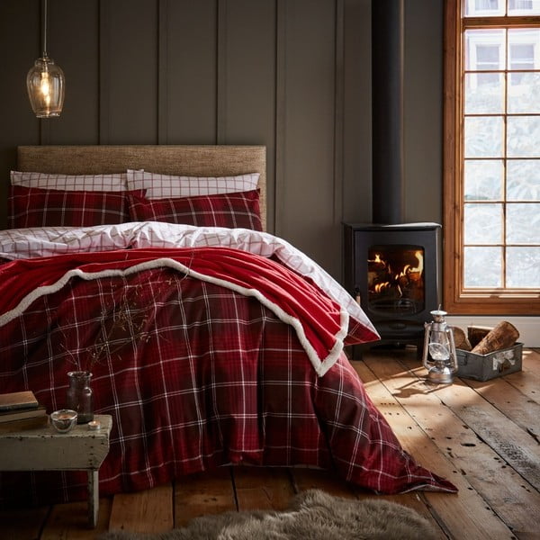 Biancheria da letto singola rossa Tartan Check, 135 x 200 cm - Catherine Lansfield