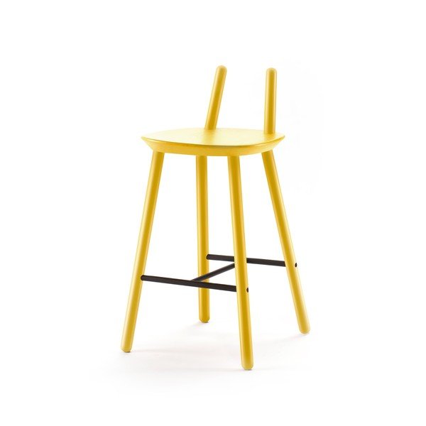Sgabello da bar giallo in legno massiccio Naïve - EMKO