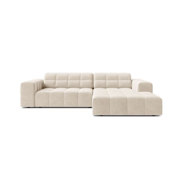 Divano angolare color crema (con penisola a destra/con chaise lounge) con rivestimento in velluto Chicago – Cosmopolitan Design