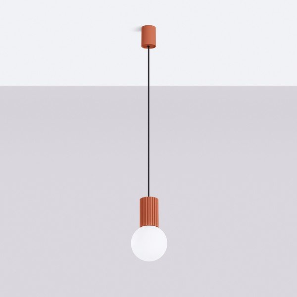 Lampadario arancione con paralume in vetro ø 12 cm Orbital – Sollux-image-4