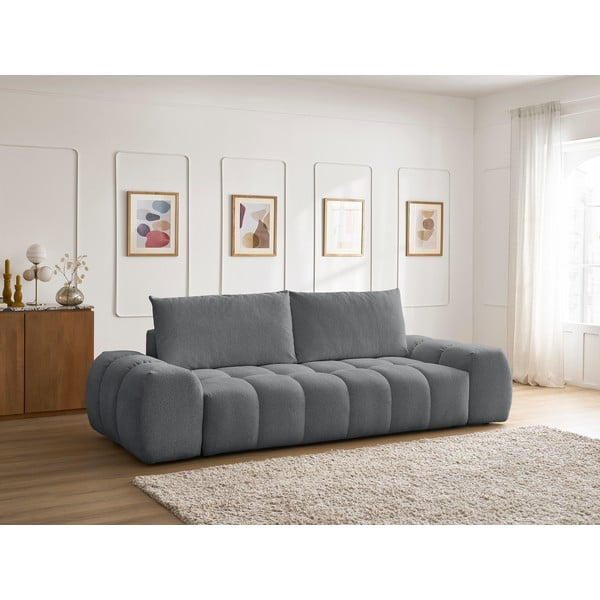 Divano grigio scuro allungabile e con contenitore rivestito in ciniglia 278 cm Everest – Bobochic Paris-image-1