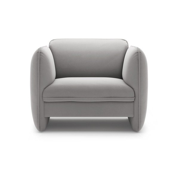 Poltrona grigio chiaro con rivestimento in velluto Georgia – Micadoni -image-2