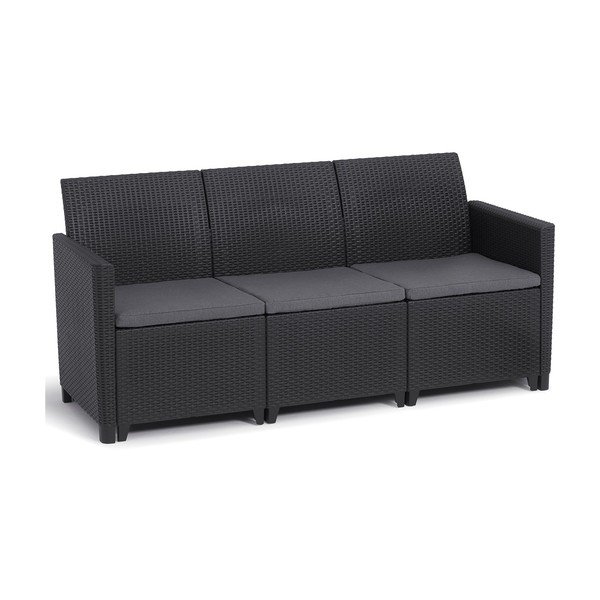 Divano da giardino in rattan artificiale antracite Marie - Keter