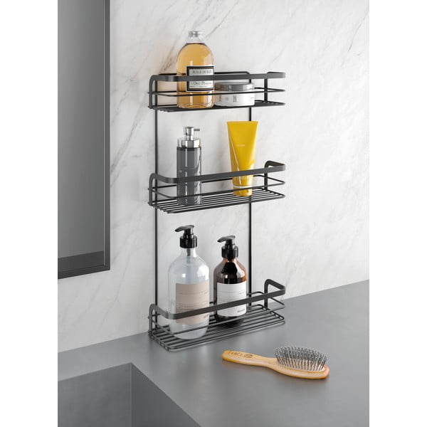 Scaffale da bagno nero a tre livelli Origin - Metaltex-image-1