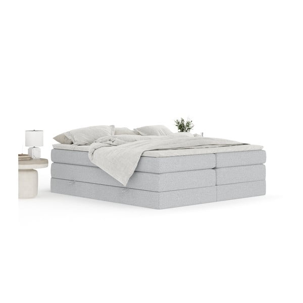 Letto boxspring grigio chiaro con contenitore/senza testiera 180x200 cm Juniper – Maison de Rêve-image-3
