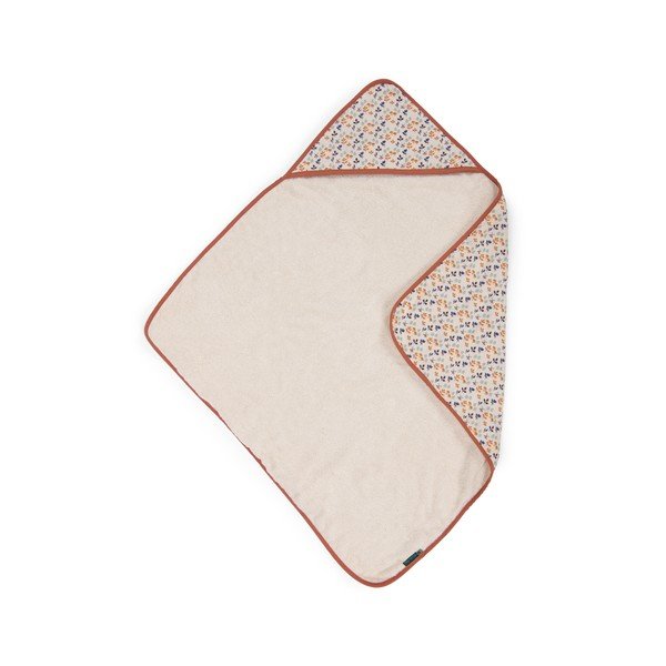 Asciugamano in cotone crema con cappuccio 80x80 cm Pomme des Bois - Moulin Roty-image-1