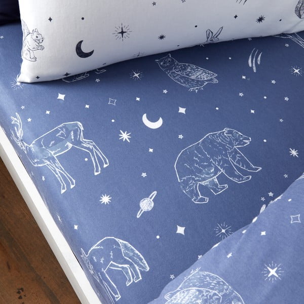 Lenzuolo per bambini in flanella elasticizzata 70x140 cm Starlight Animals - Bianca