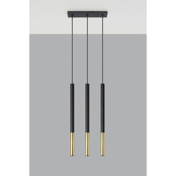 Lampada a sospensione in nero-oro 3L Asarot - Sollux-image-3